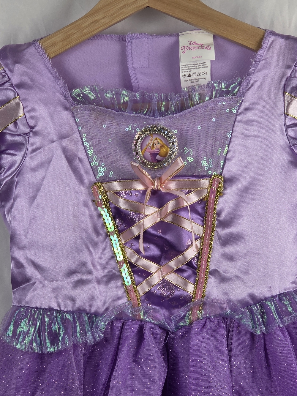 Purple Sparkle Tangled Princess Halloween Costume Pretend Play Dress Size 3T-4T - Picture 4 of 16